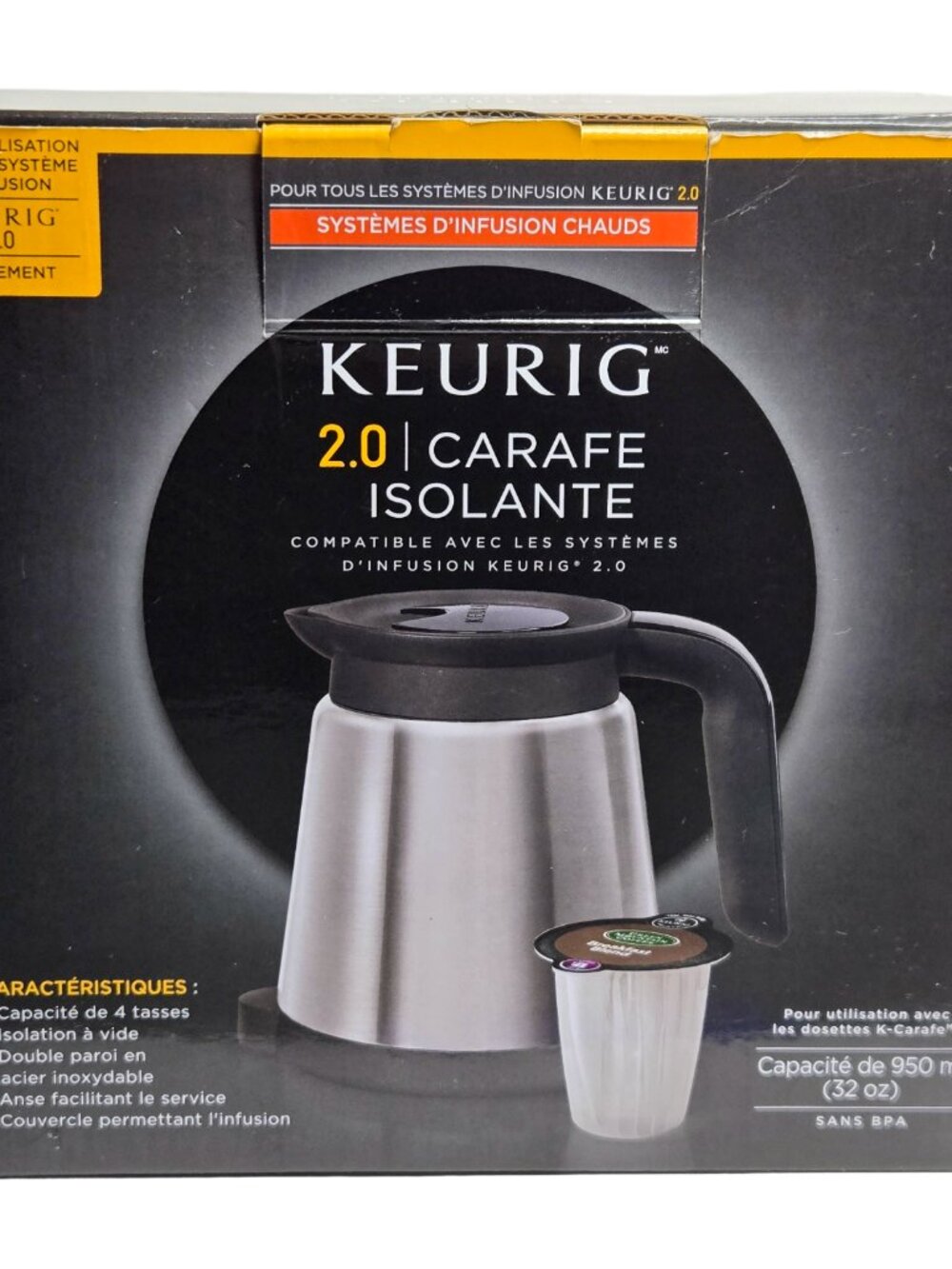 Keurig 119352 V2.0 Stainless Steel 32 Oz Thermal Carafe - Silver NEW IN BOX